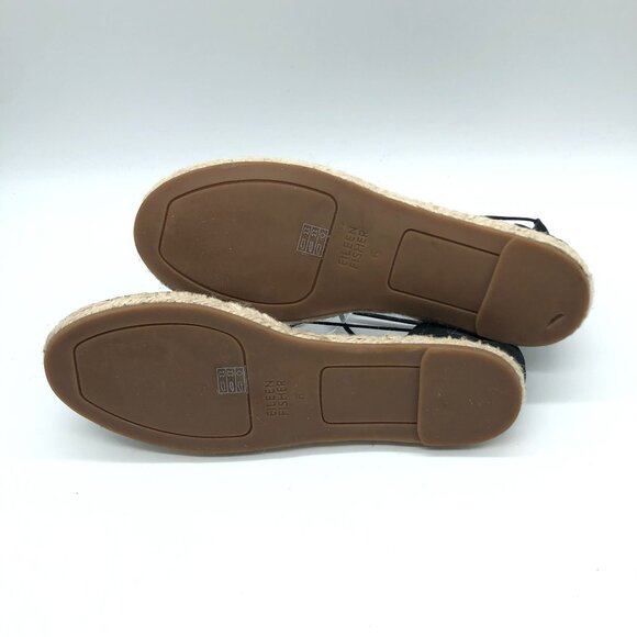 Eileen Fisher Womens Black Lace Leather Suede Espadrille Sandals Size 6 - Picture 5 of 6